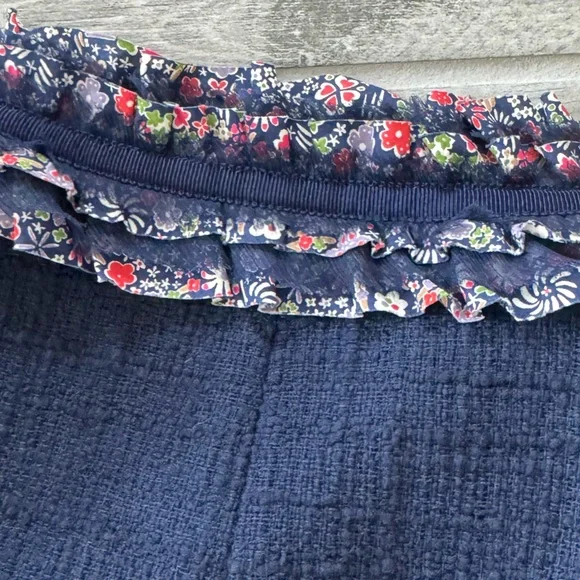 J CREW Lady Jacket Liberty London Ruffle Navy Blue Size 6 Like New - Picture 8 of 8
